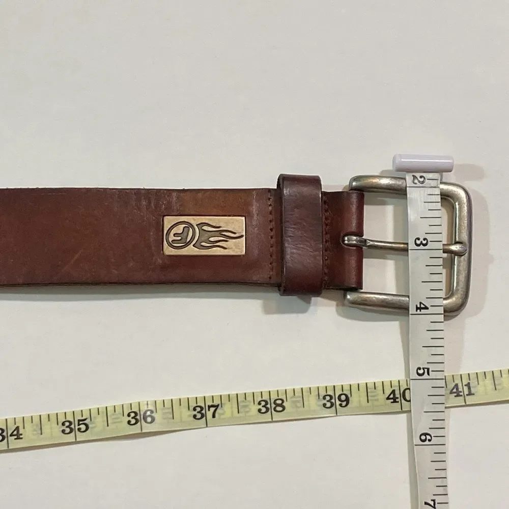 VTG,AUTHENTIC FOSSIL Brown Leather Men's Belt Size 35-34